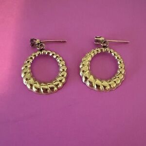 24 k gold Textured Hoop Earrings - Women Jewelry